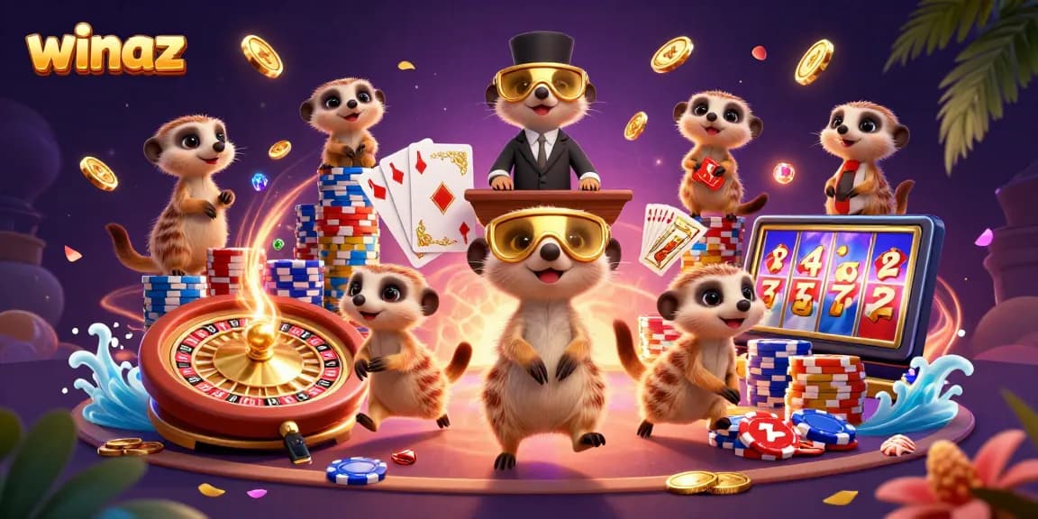 Experience the thrill of winaz as meerkats play high-stakes casino games with dazzling gems.