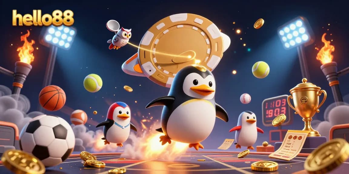 Explore the thrilling adventures at hello88 with a golden penguin in space heading to a casino!