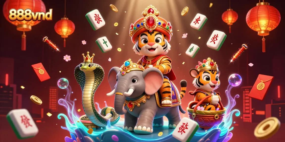 Experience the thrilling games at 888vnd, featuring a vibrant 3D illustration of exotic characters and enriching gameplay elements.
