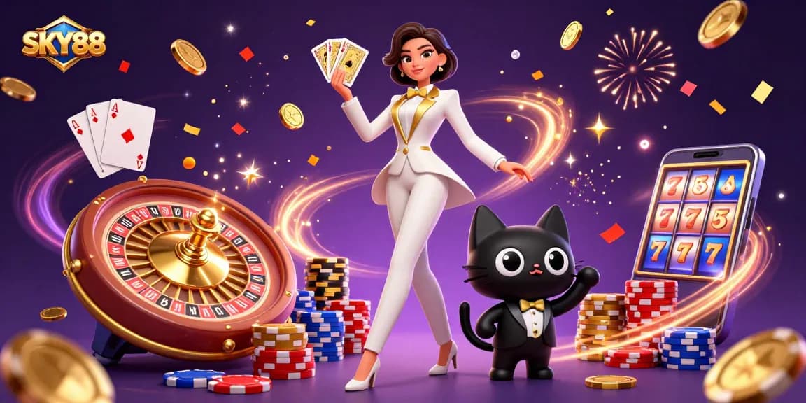 Engage in thrilling gameplay at SKY88 with vibrant graphics and exciting casino elements.