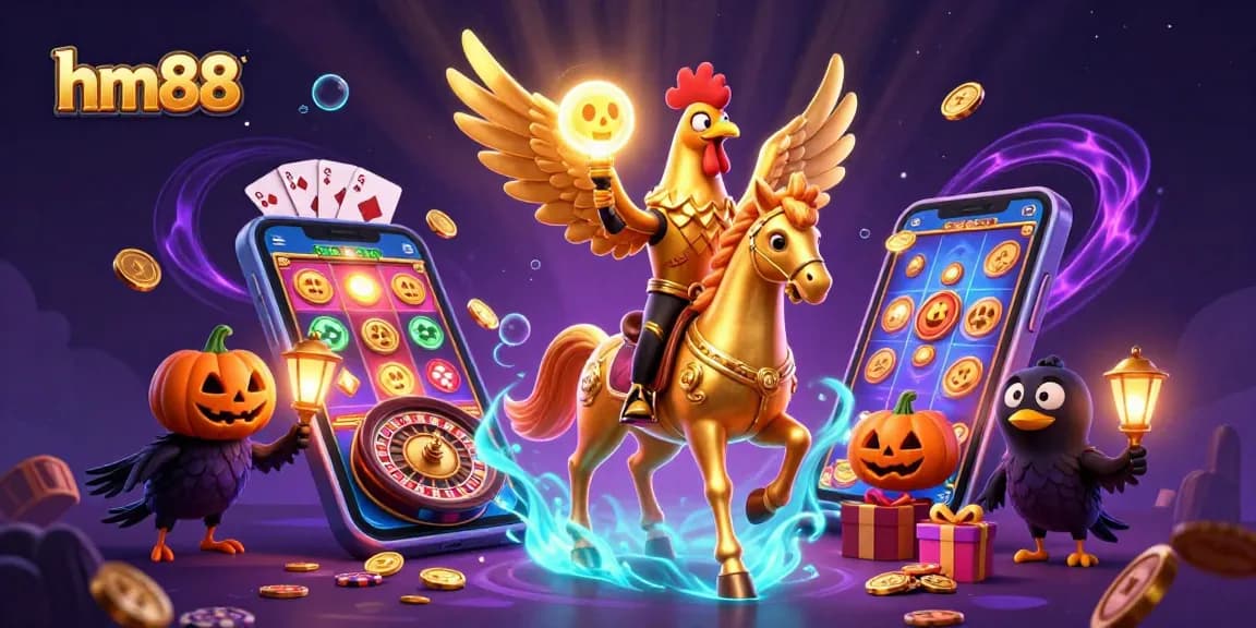 Play exciting games with hm88 in a vibrant online casino featuring glowing characters and dynamic slot elements.