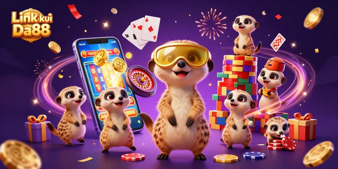 Engage with the thrilling atmosphere of Link đăng ký Da88 casino with vibrant meerkats orchestrating the fun.