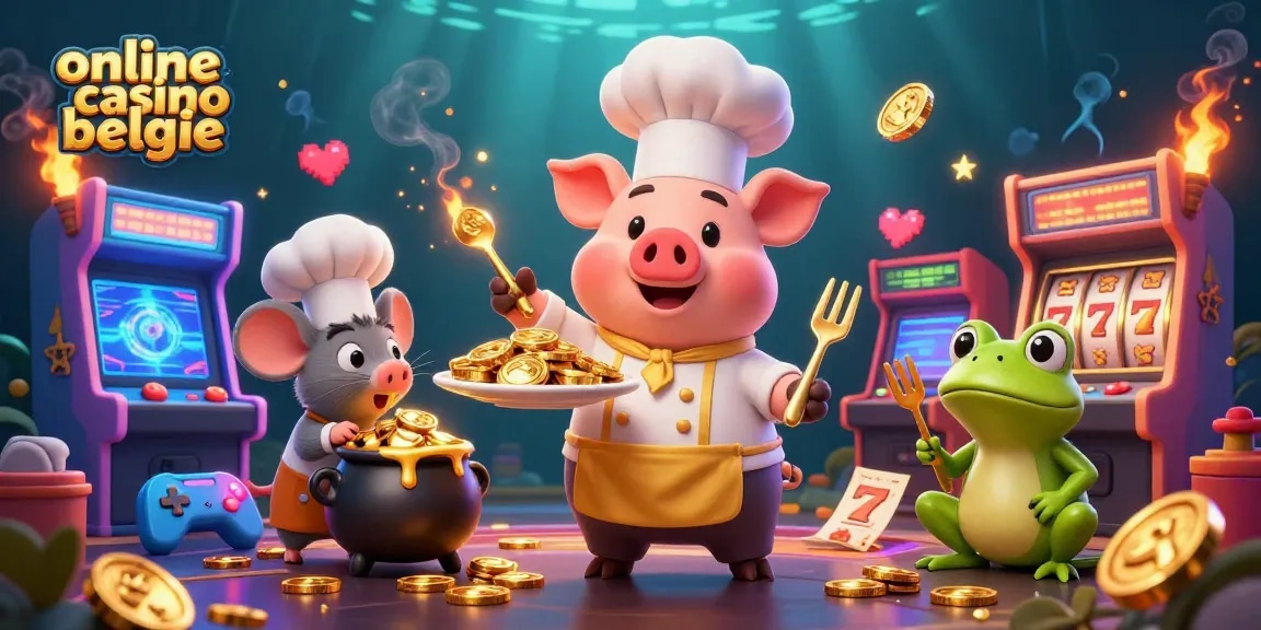 Experience the thrill of online casino belgie with vibrant characters and gold coins in a dynamic 3D scene.