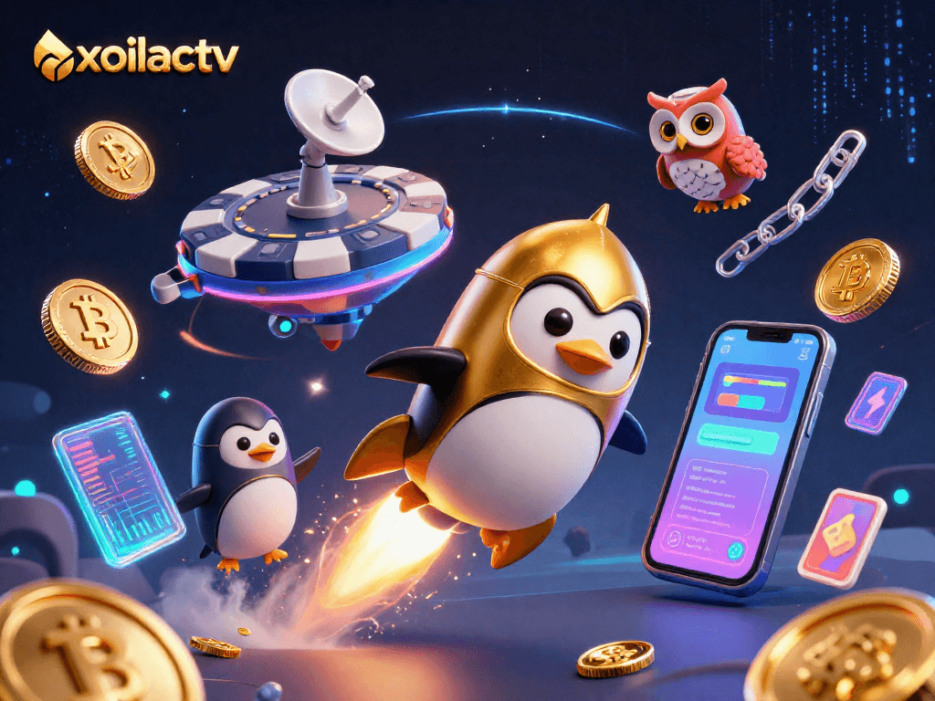 Experience thrilling gameplay in xoilactv as the golden penguin races toward a casino space station!