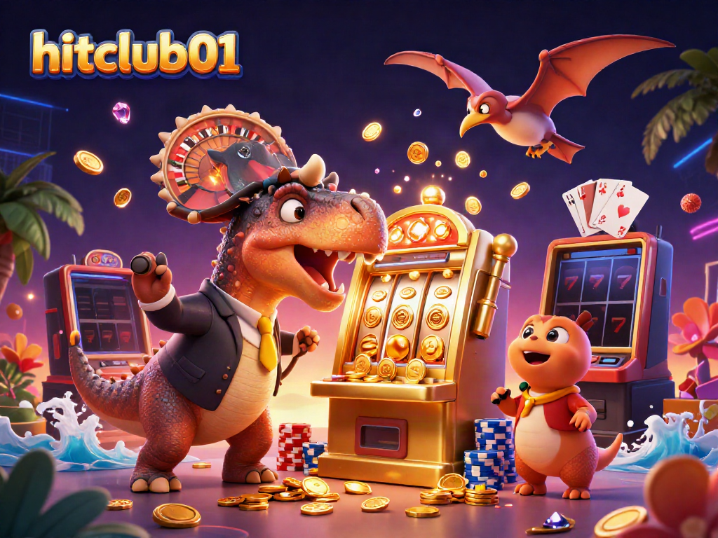 Experience the excitement with hitclub01 as a pachycephalosaurus wins big at a slot machine.