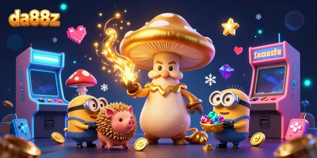 Experience immersive play at da88z with a golden wizard and treasures in a vibrant digital casino world.