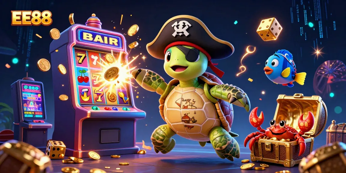 EE88 showcases vibrant 3D pirate-themed casino scene with characters and jackpot elements