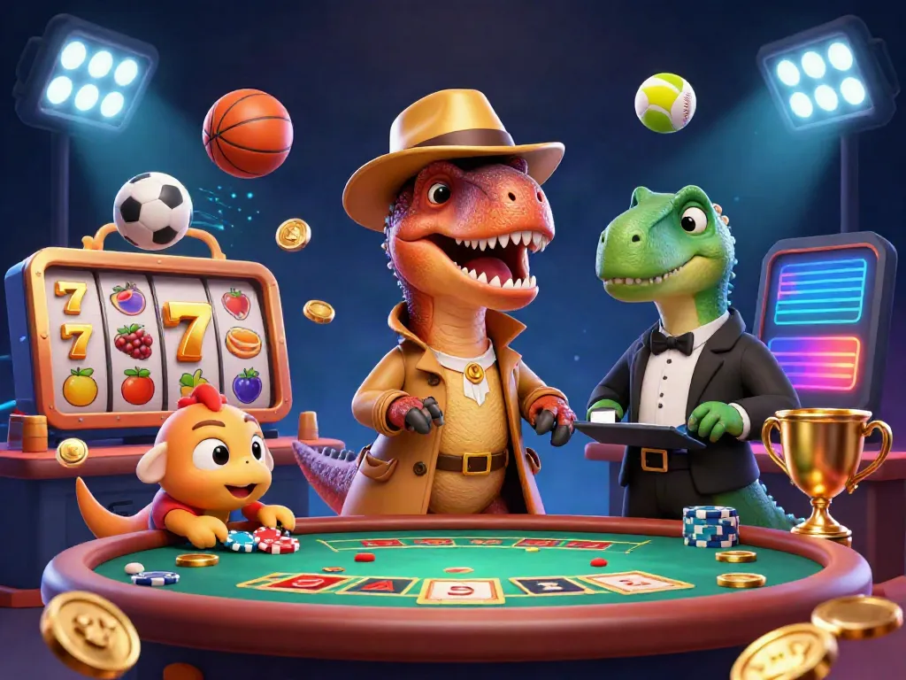 Experience the thrill of HITCLUB with a lively casino scene featuring animated characters and vibrant gaming elements.