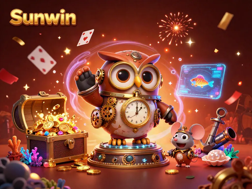Experience thrilling gameplay at Sunwin amidst treasure and vibrant casino elements.