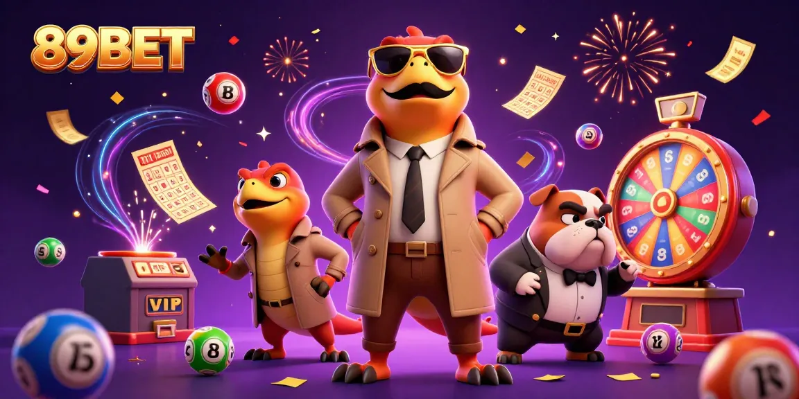 Engage in thrilling gaming at 89BET with colorful elements and cartoon raptors in a VIP scene.