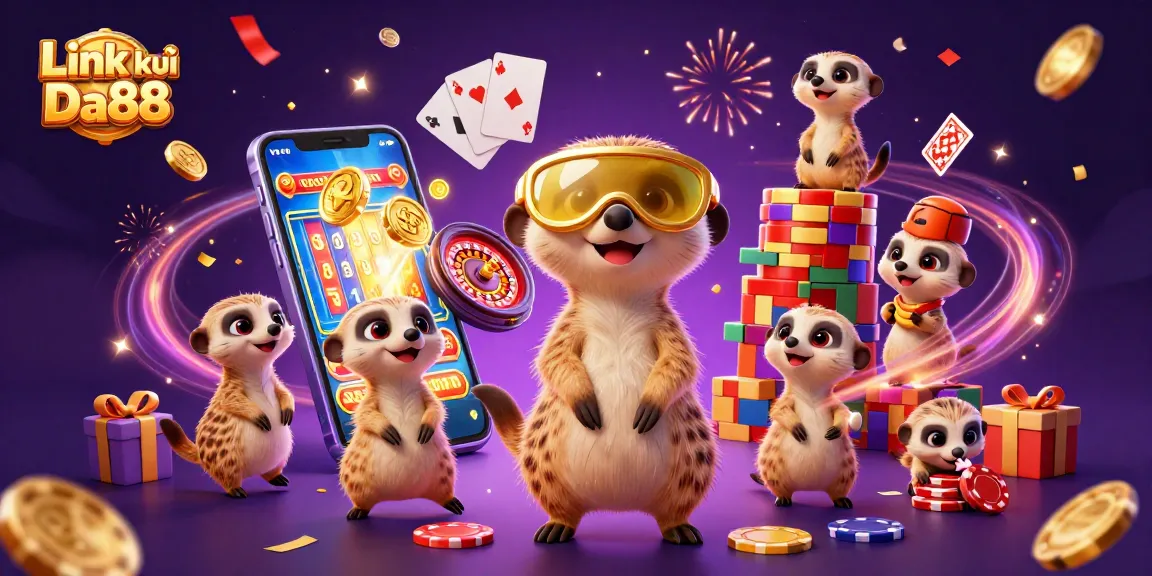Engage with the thrilling atmosphere of Link đăng ký Da88 casino with vibrant meerkats orchestrating the fun.
