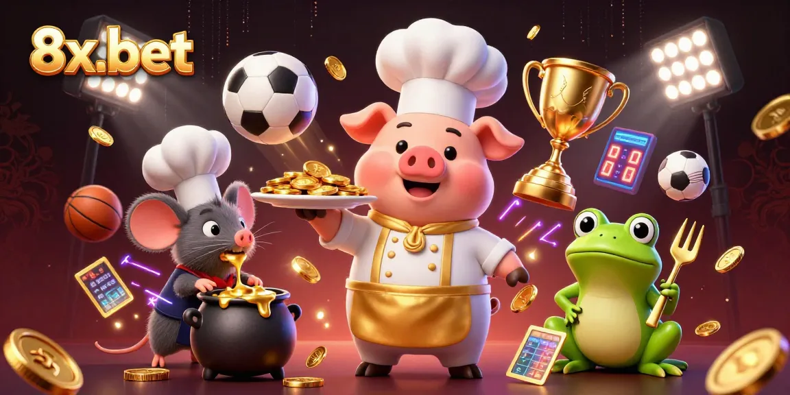 Engage with the vibrant 8x-bet gaming scene featuring lively characters and dynamic sports elements.