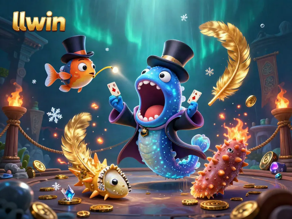 Experience thrilling card tricks with llwin in an underwater casino world featuring vibrant deep-sea characters.