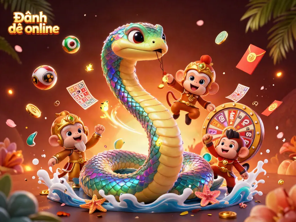 Engage in Đánh đề online with exciting lottery elements and vibrant characters in this dynamic illustration.