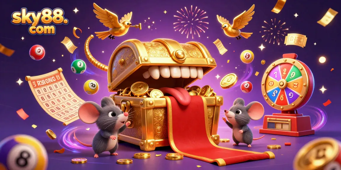 Engage with exciting winning strategies at sky88. com while exploring a vibrant, animated casino atmosphere.