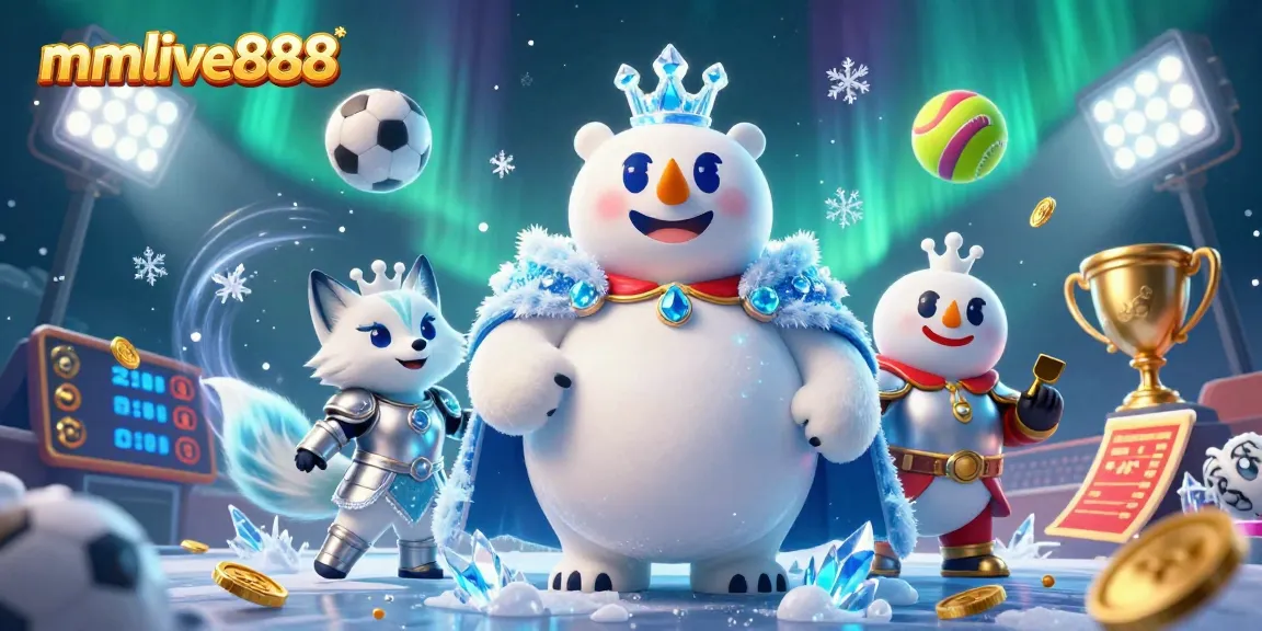 Experience the excitement of mmlive888 as the ice king polar bear and snow fox engage in a vibrant casino scene.