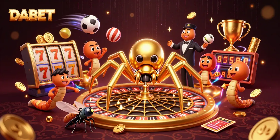 Experience thrilling gaming with DABET at this vibrant online casino illustration featuring exciting elements.