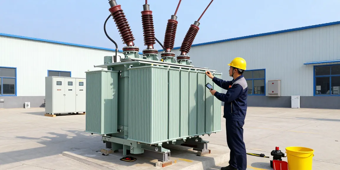 Inspectie van een droge transformator in een industriële setting door een ingenieur voor betrouwbare energievoorziening.