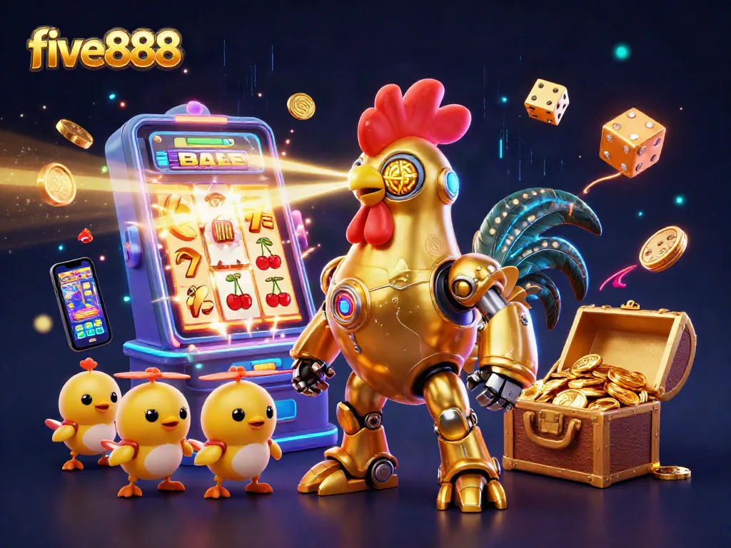 Engage with five888's thrilling jackpot experience featuring dynamic gaming elements in a vibrant casino environment.