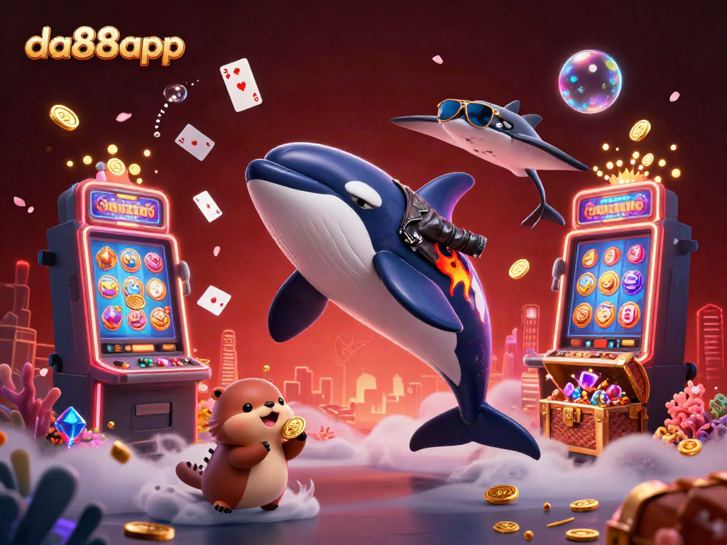 Engage in thrilling gaming with da88app, featuring vibrant slot machines and playful sea life.
