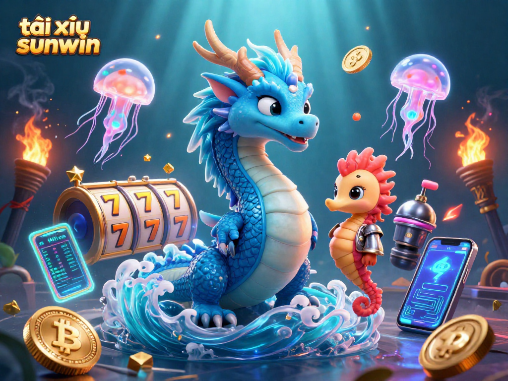 Tackle exciting tài xỉu sunwin gameplay with an enchanting underwater casino scene featuring a water dragon and knight.