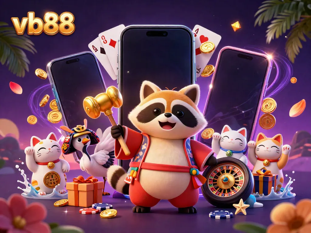 Experience thrilling gameplay with vb88's vibrant casino characters and rich game elements in a colorful scene.