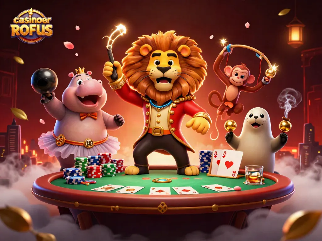 Experience action at casinoer uden ROFUS with vibrant characters cracking light whips and juggling for thrilling gameplay.