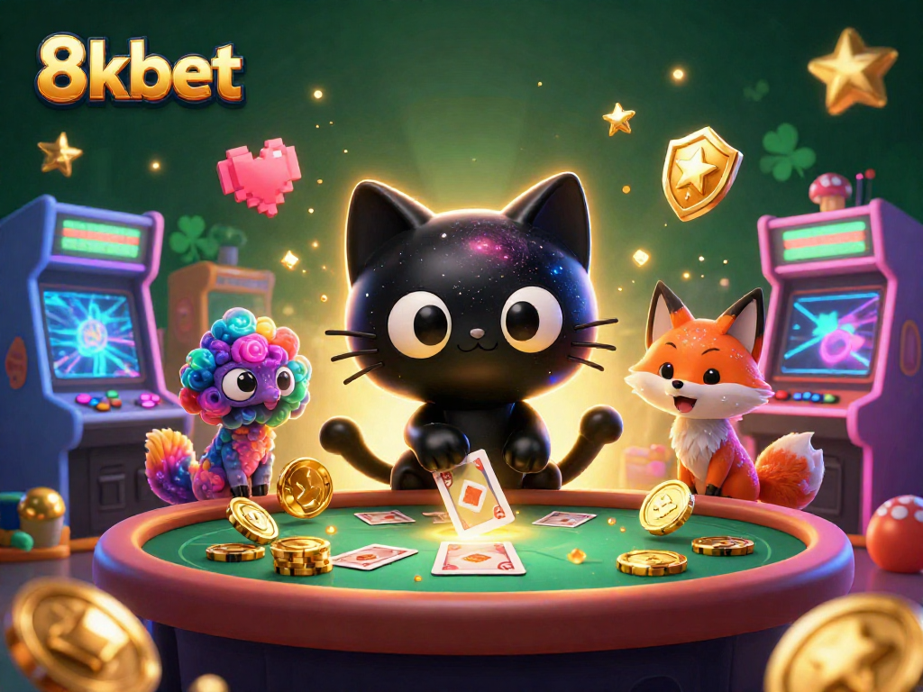 Experience the excitement of 8kbet with our cosmic casino featuring a black hole cat and a nebula fox.