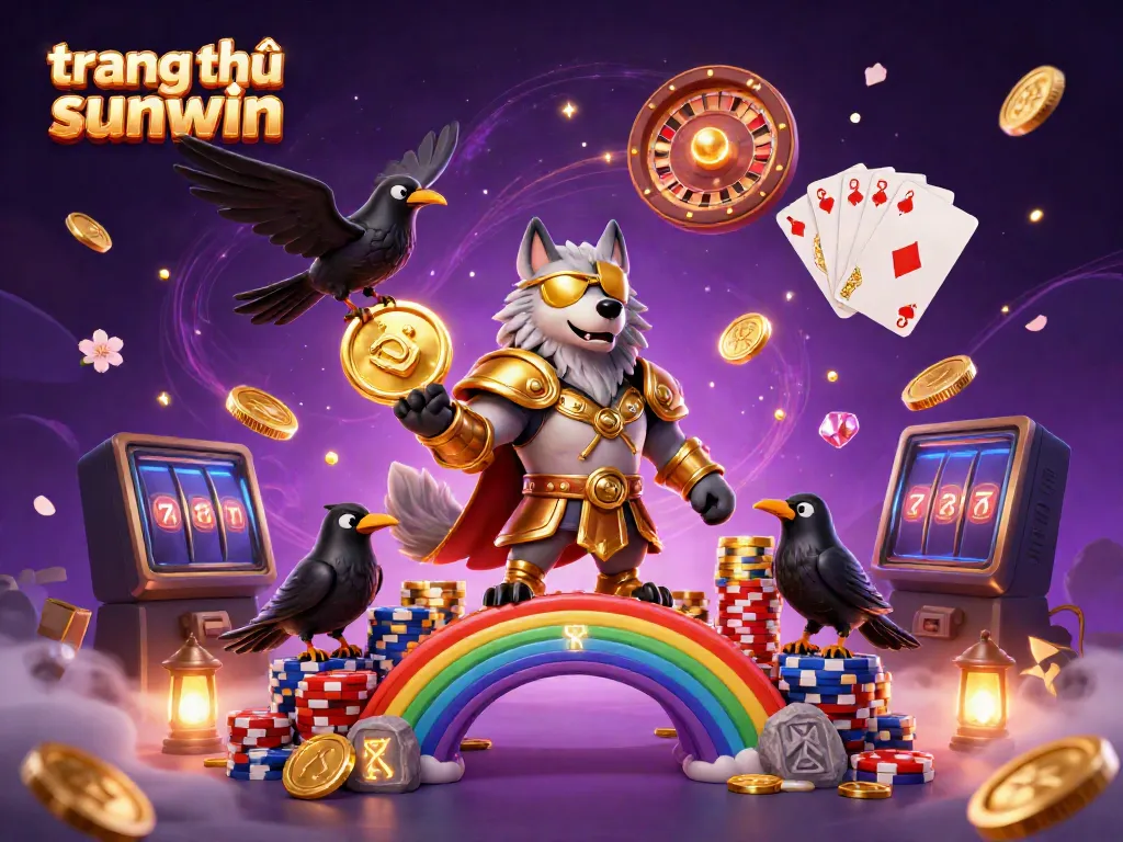 Experience the excitement of gaming at trang chủ sunwin with Odin and ravens in a vibrant casino scene.