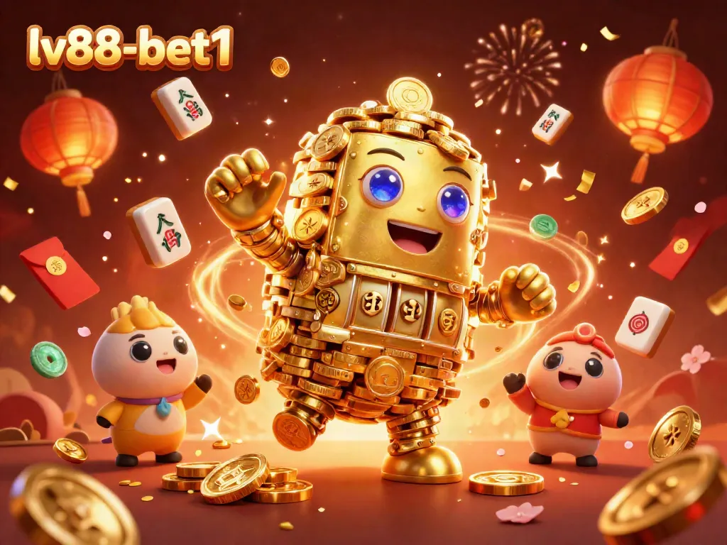 Experience thrilling gameplay with the golden golem at lv88-bet1, surrounded by festive casino elements.