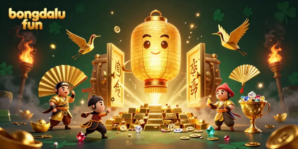 Experience the excitement of bongdalu fun with a magical spirit above a vibrant casino scene.