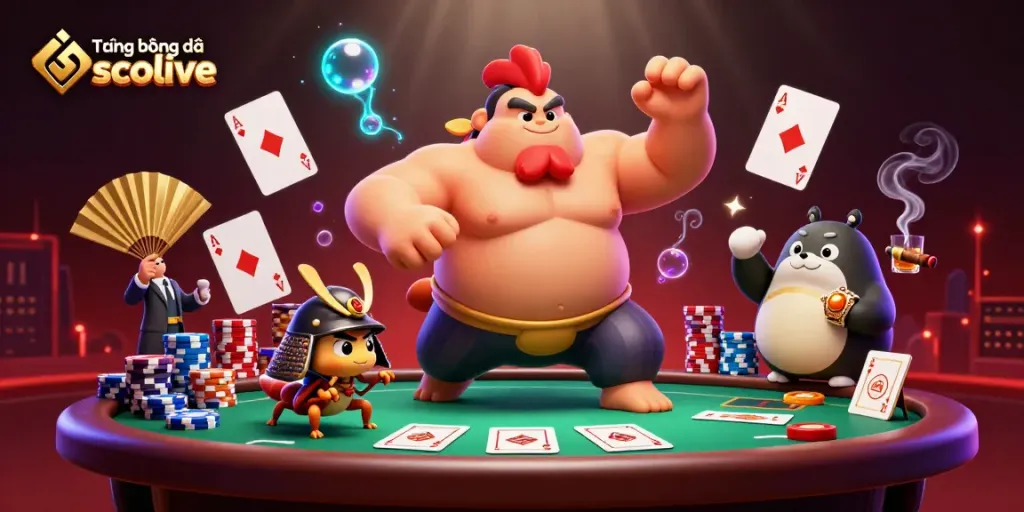 Experience thrilling sports betting action with Trực tiếp bóng đá socolive in a colorful casino scene.