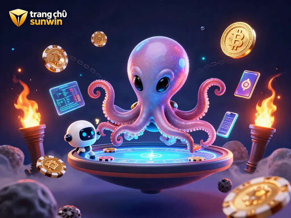 Engage in dynamic gambling with trang chủ sunwin featuring an alien octopus at a holographic poker table.