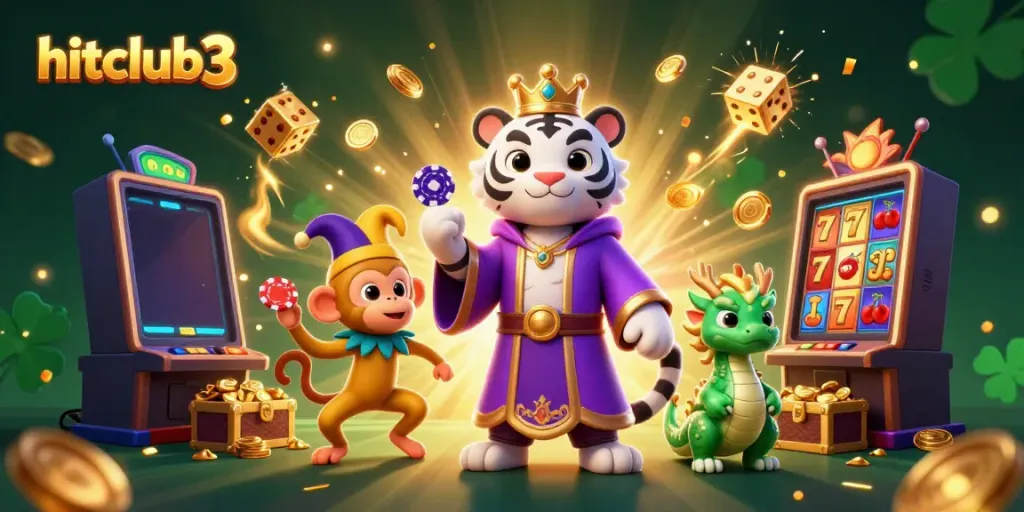 Experience big wins and vibrant games at hitclub3 with a lively scene of characters and casino elements.