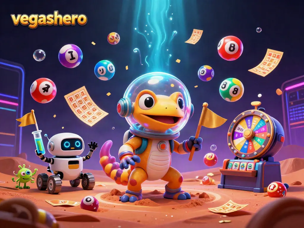 Vegashero invites players to discover a golden casino realm filled with colorful lottery elements and vibrant excitement.