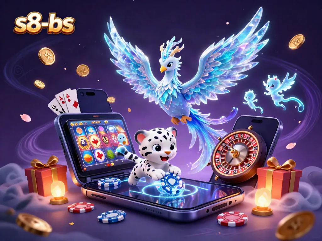 Engage with exciting gambling activities at s8-bs featuring an ice phoenix, poker gameplay, and vibrant slot dynamics.