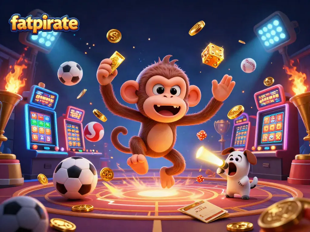 Experience the excitement of fatpirate as a poltergeist monkey juggles golden casino treasures.