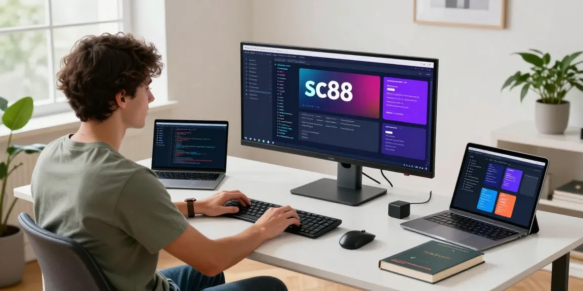 Developer coding on innovative sc88 platform in modern workspace