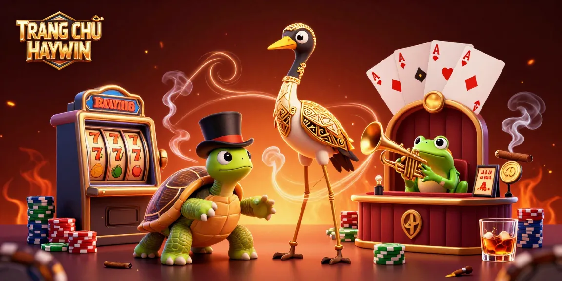 Experience TRANG CHỦ HAYWIN with dazzling slot reels, poker chips, and lively casino characters in action.