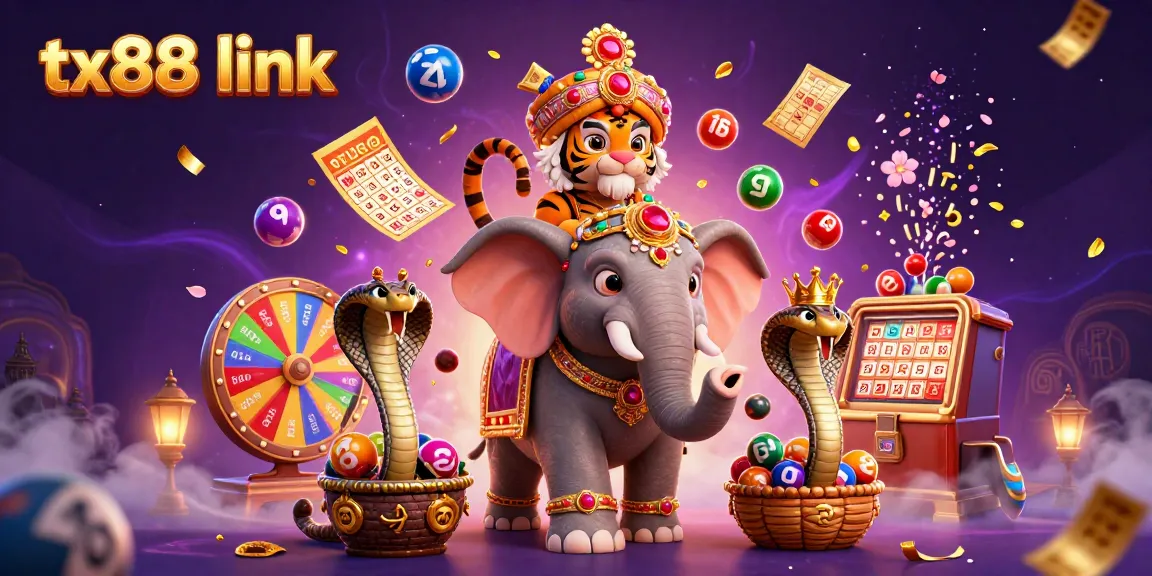 Experience the excitement of tx88 link with a vibrant casino scene featuring a majestic tiger and colorful game elements.