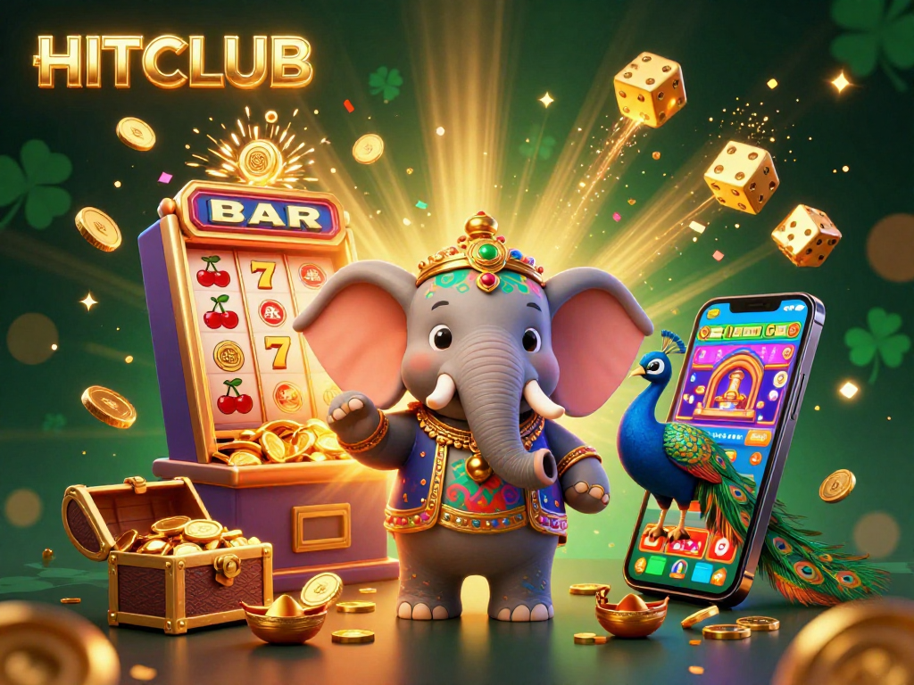 Engage in exciting gaming adventures at HITCLUB, featuring vibrant slot machines and charming characters.