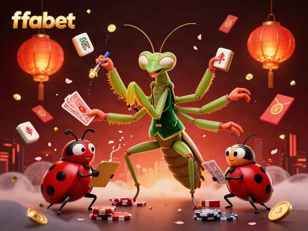 Experience the excitement of fabet with lively characters and casino elements in a vibrant 3D illustration.