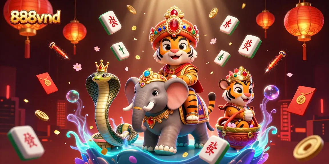 Experience the thrilling games at 888vnd, featuring a vibrant 3D illustration of exotic characters and enriching gameplay elements.
