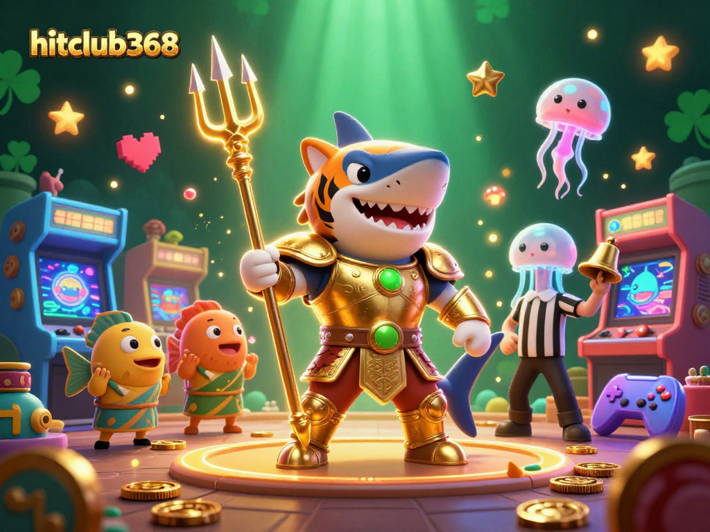 Engage with hitclub368's exciting underwater casino adventure featuring a shark gladiator.
