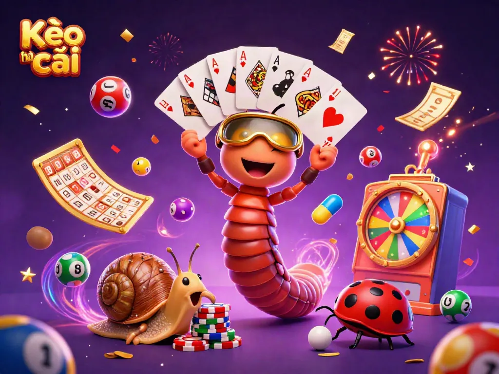 Engage with Kèo nhà cái in a vibrant 3D illustration featuring a dealer and lively gaming elements.