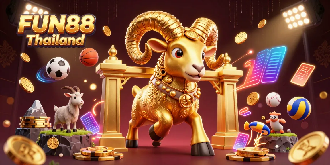 Experience the thrill of sports betting with FUN88 Thailand's dynamic ram illustration, showcasing action and excitement.