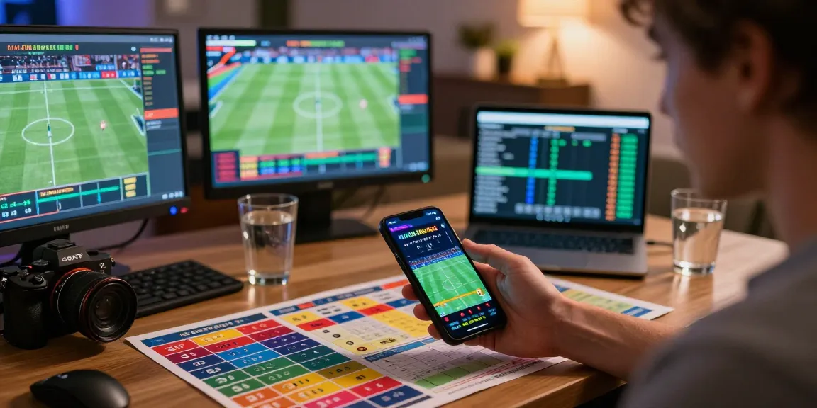 LUCK8 user enjoying dynamic betting experience on smartphone with lively sports event display in background.