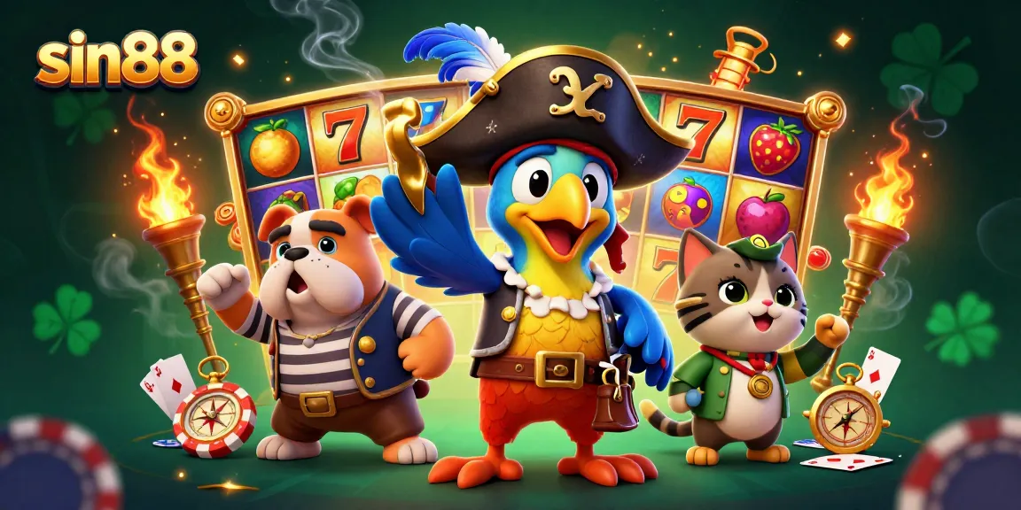 Experience the thrill of sin88 with an engaging 3D pirate-themed slot game showing vibrant characters and casino elements.