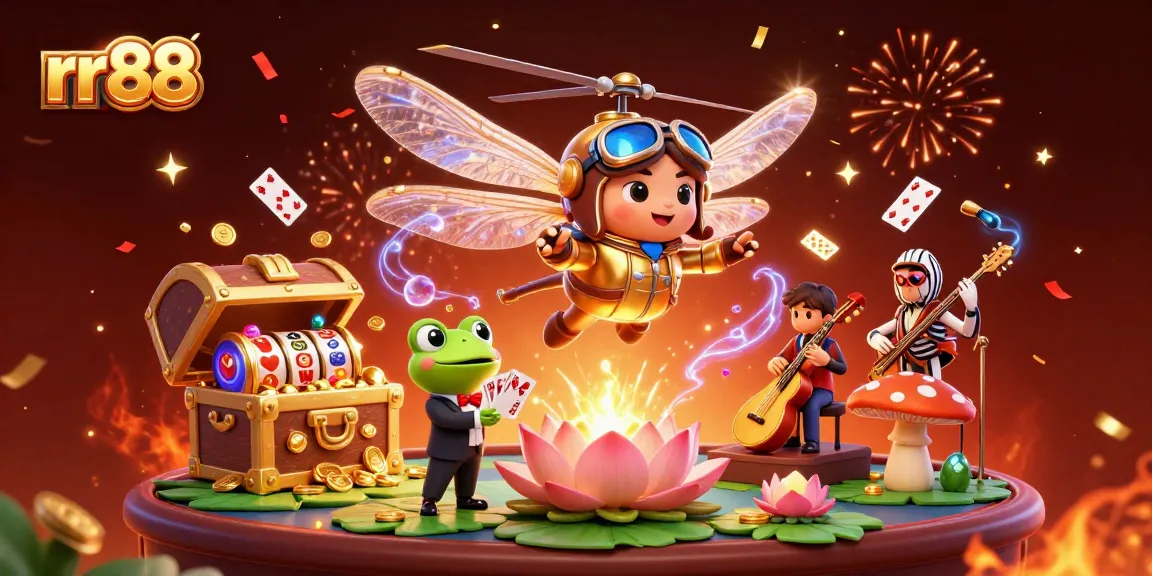 Experience thrilling adventures at rr88 with a vibrant casino scene featuring unique characters and exciting game elements.
