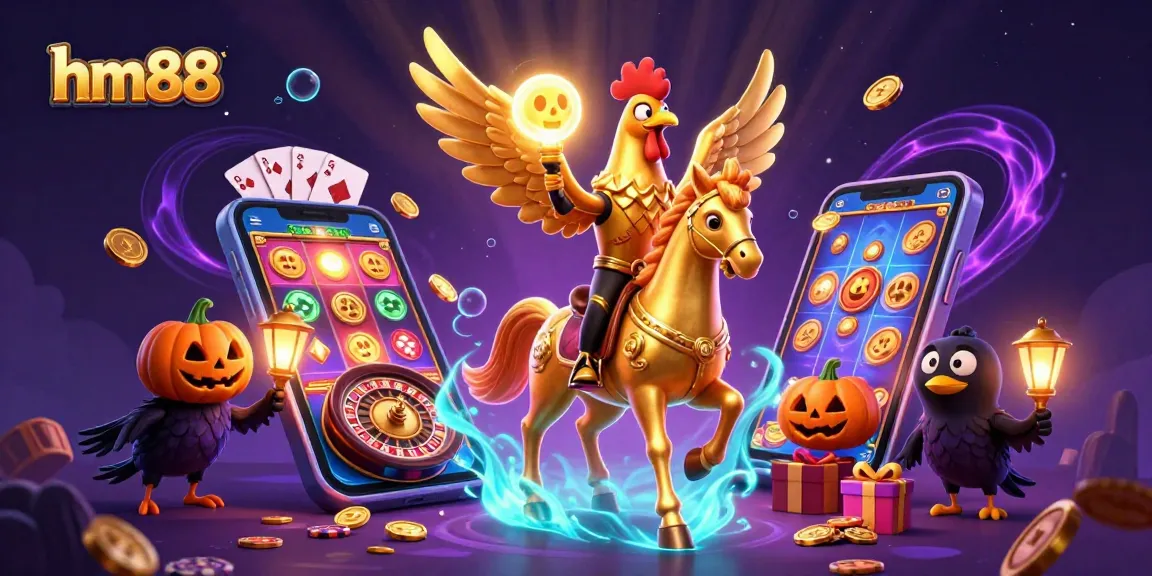 Play exciting games with hm88 in a vibrant online casino featuring glowing characters and dynamic slot elements.